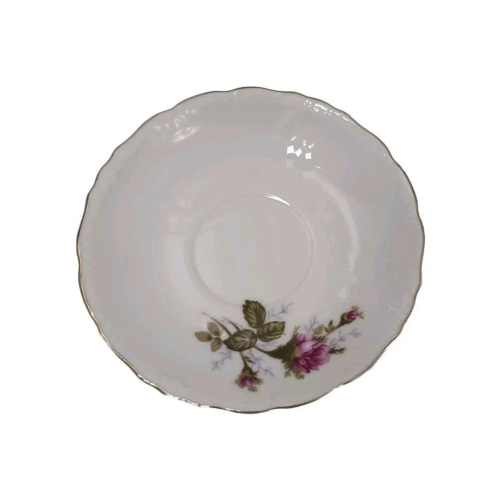 Japan Moss Rose 4 Tea Cup SET with Saucers Made In Handpainted Porcelain VINTAGE